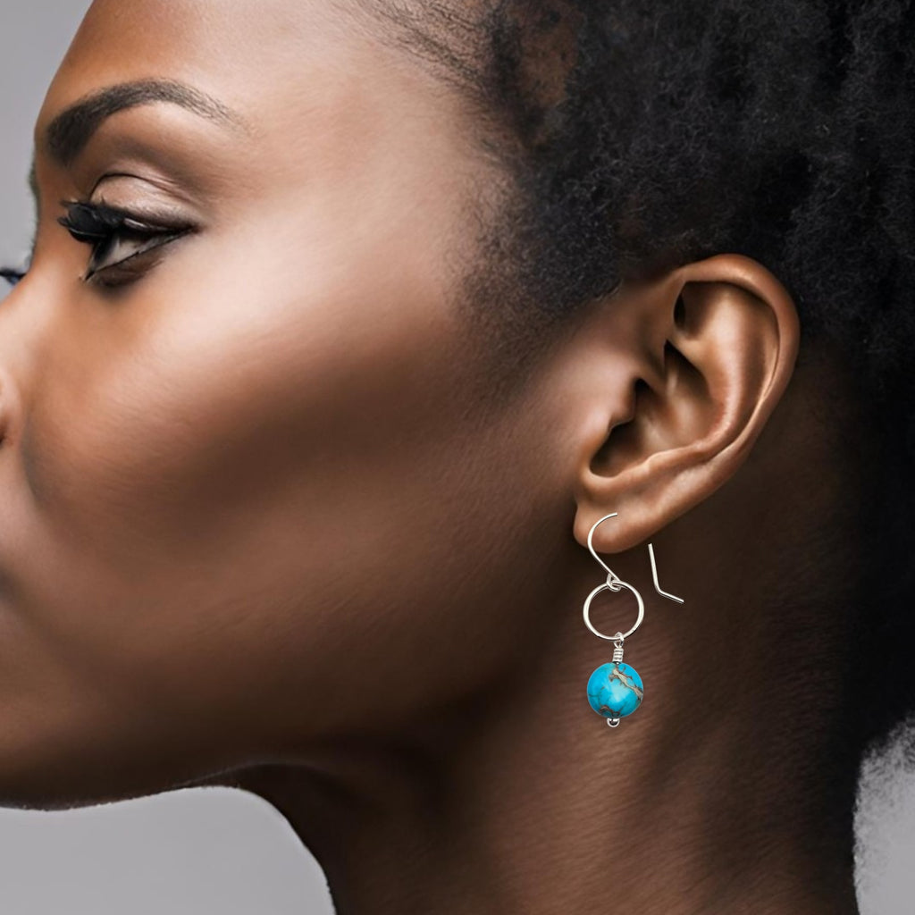 Coin - Silver and Turquoise Earrings Bijou by SAM