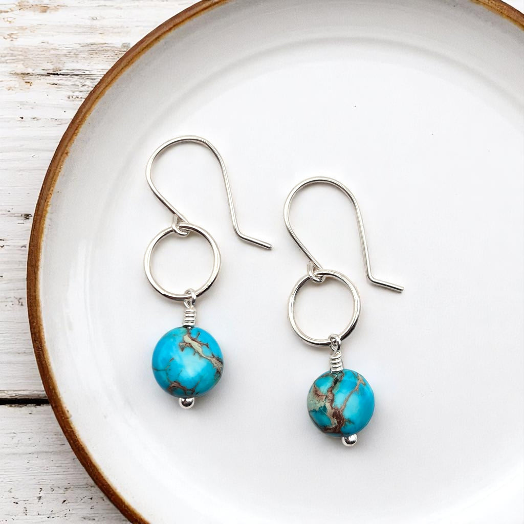 Coin - Silver and Turquoise Earrings Bijou by SAM