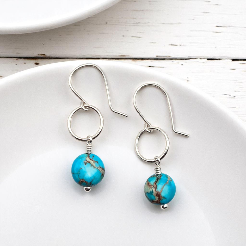 Coin - Silver and Turquoise Earrings Bijou by SAM