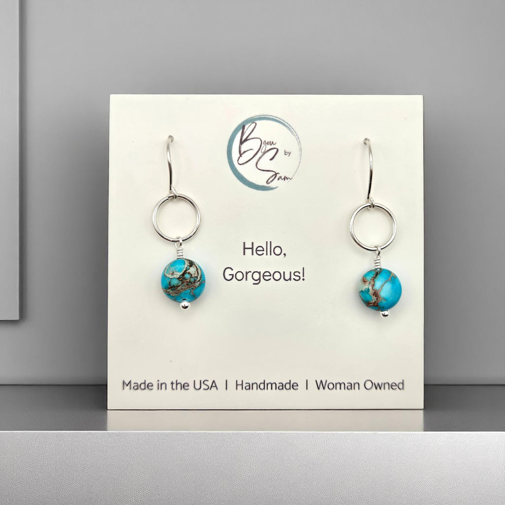 Coin - Silver and Turquoise Earrings Bijou by SAM