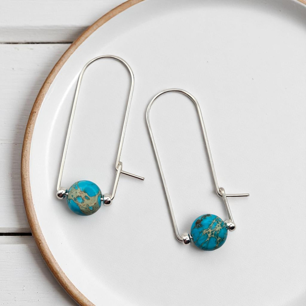 Coin - Silver & Turquoise Arc Earrings Earrings Bijou by SAM