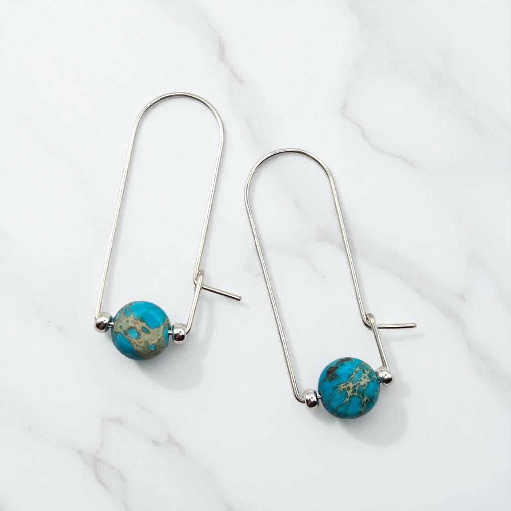 Coin - Silver & Turquoise Arc Earrings Earrings Bijou by SAM