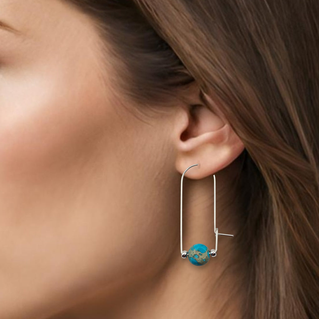 Coin - Silver & Turquoise Arc Earrings Earrings Bijou by SAM