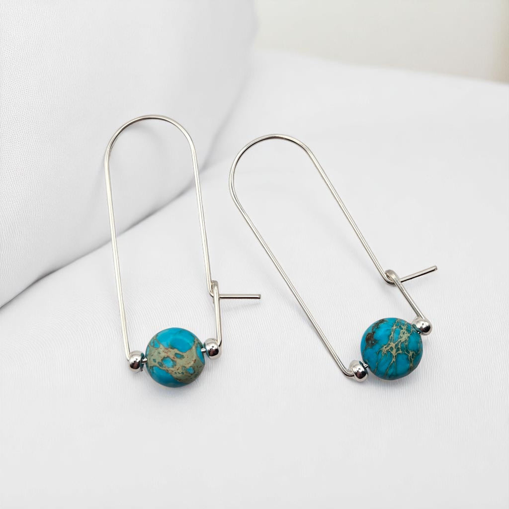 Coin - Silver & Turquoise Arc Earrings Earrings Bijou by SAM