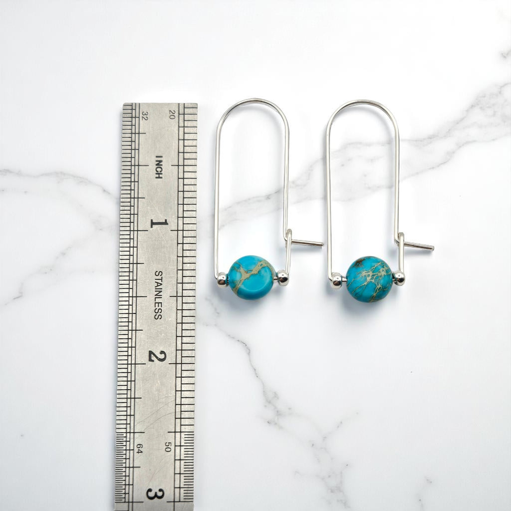 Coin - Silver & Turquoise Arc Earrings Earrings Bijou by SAM