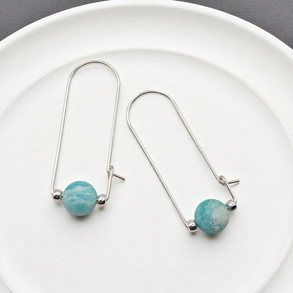 Coin - Silver and Amazonite Arc Earrings Earrings Bijou by SAM