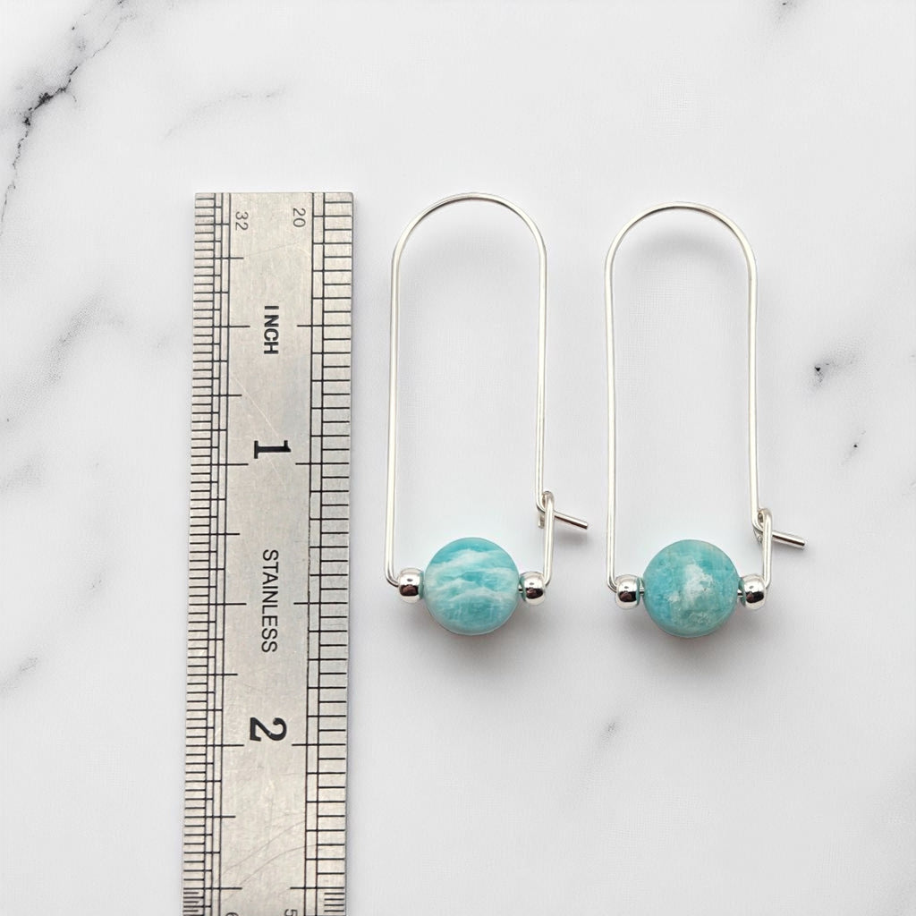 Coin - Silver and Amazonite Arc Earrings Earrings Bijou by SAM