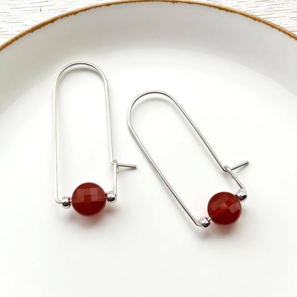 Coin - Silver and Red Carnelian Arc Earrings Earrings Bijou by SAM