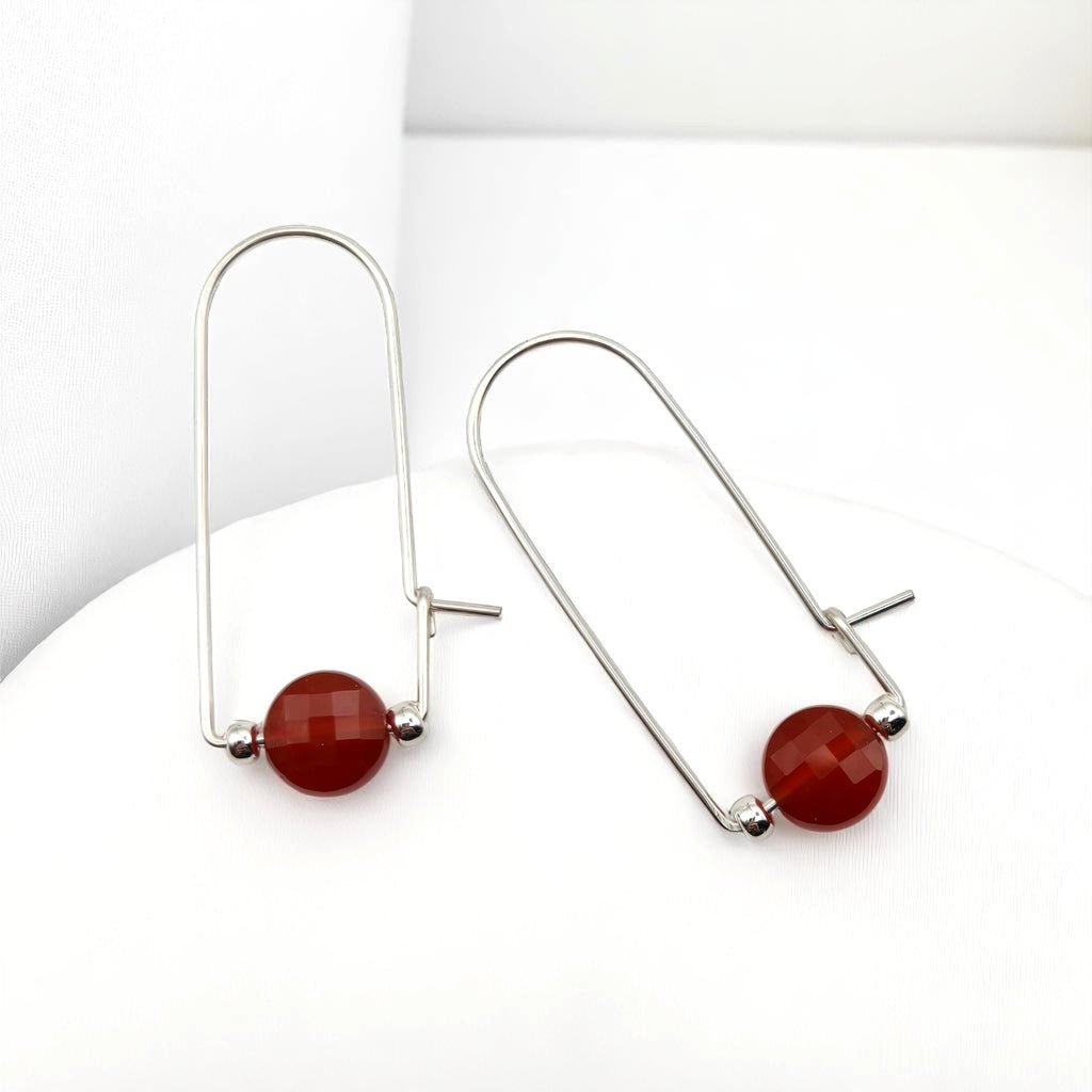 Coin - Silver and Red Carnelian Arc Earrings Earrings Bijou by SAM