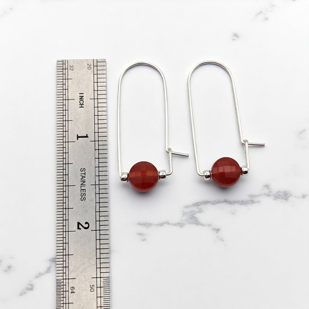Coin - Silver and Red Carnelian Arc Earrings Earrings Bijou by SAM