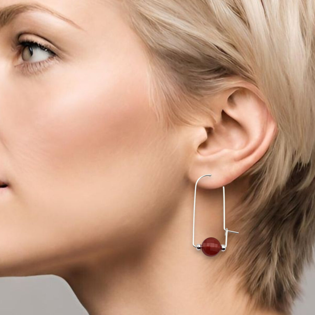 Coin - Silver and Red Carnelian Arc Earrings Earrings Bijou by SAM