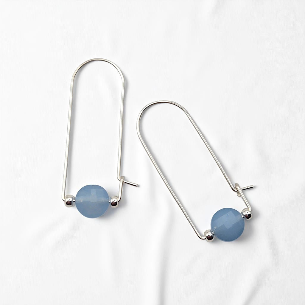 Coin - Silver and Aquamarine Arc Earrings Earrings Bijou by SAM