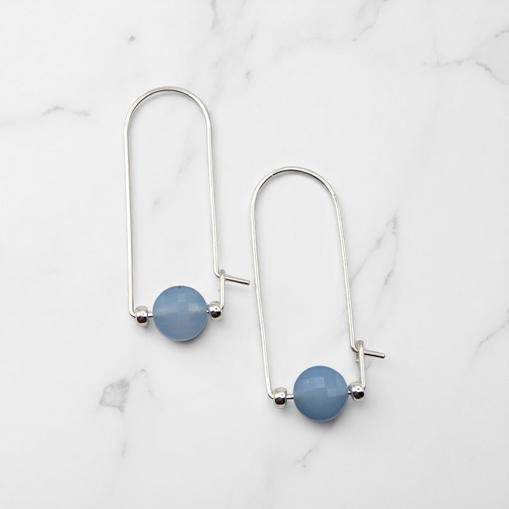 Coin - Silver and Aquamarine Arc Earrings Earrings Bijou by SAM