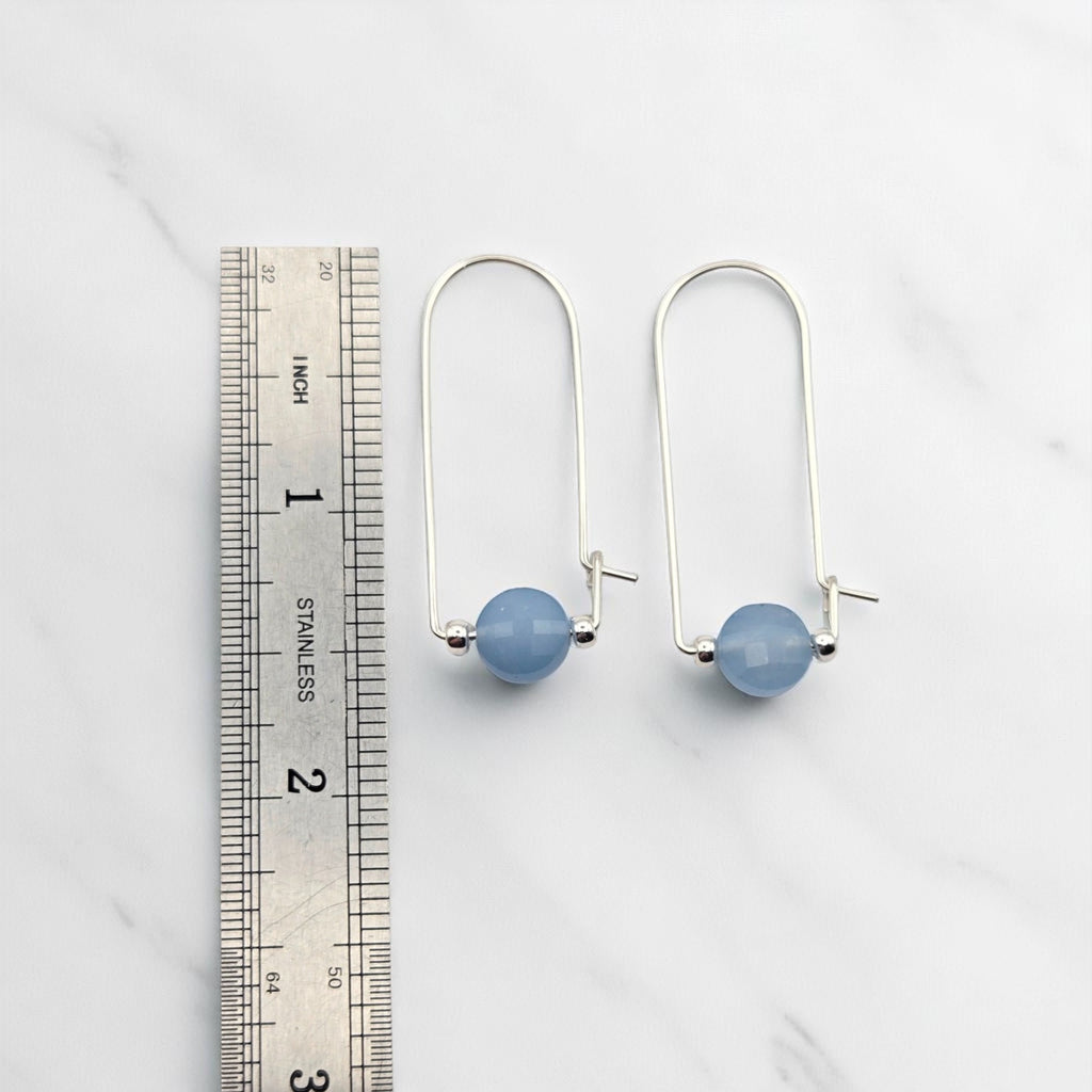 Coin - Silver and Aquamarine Arc Earrings Earrings Bijou by SAM