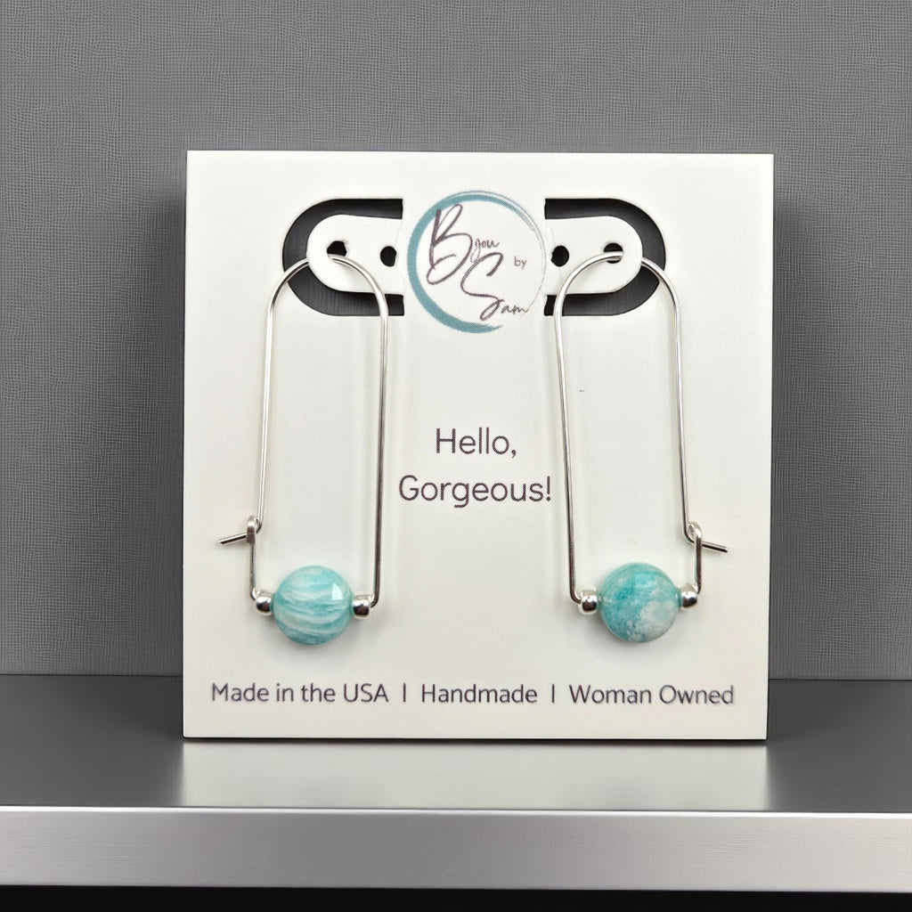 Coin - Silver and Amazonite Arc Earrings Earrings Bijou by SAM