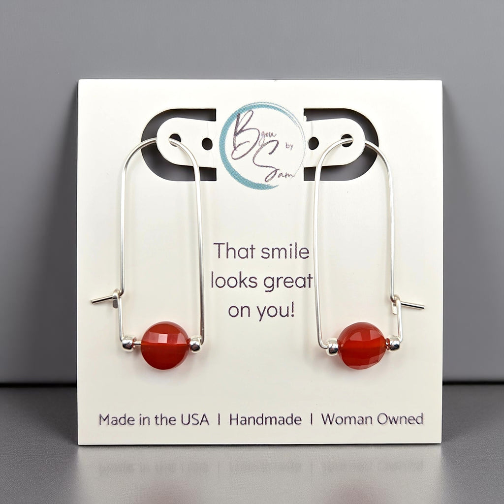 Coin - Silver and Red Carnelian Arc Earrings Earrings Bijou by SAM