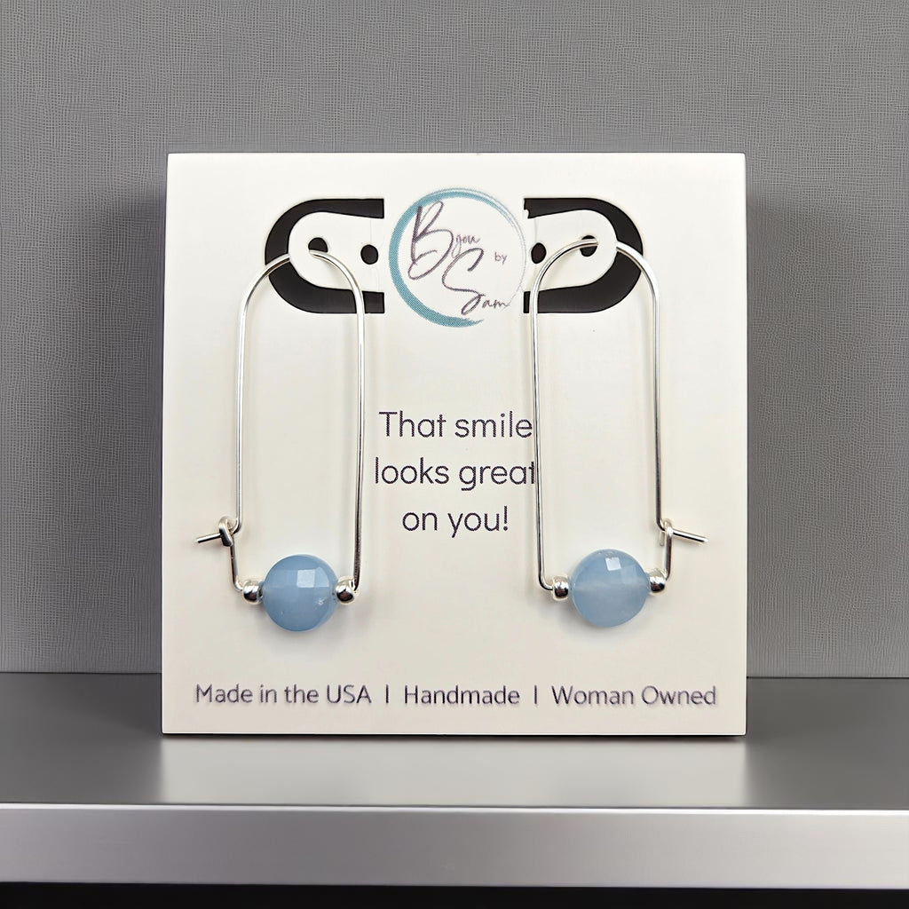 Coin - Silver and Aquamarine Arc Earrings Earrings Bijou by SAM