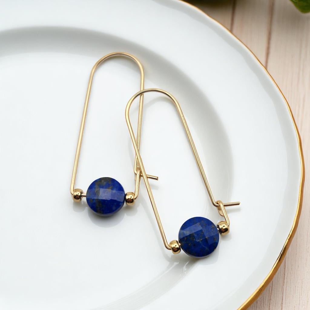 Coin - Gold & Lapis Lazuli Arc Earrings Earrings Bijou by SAM