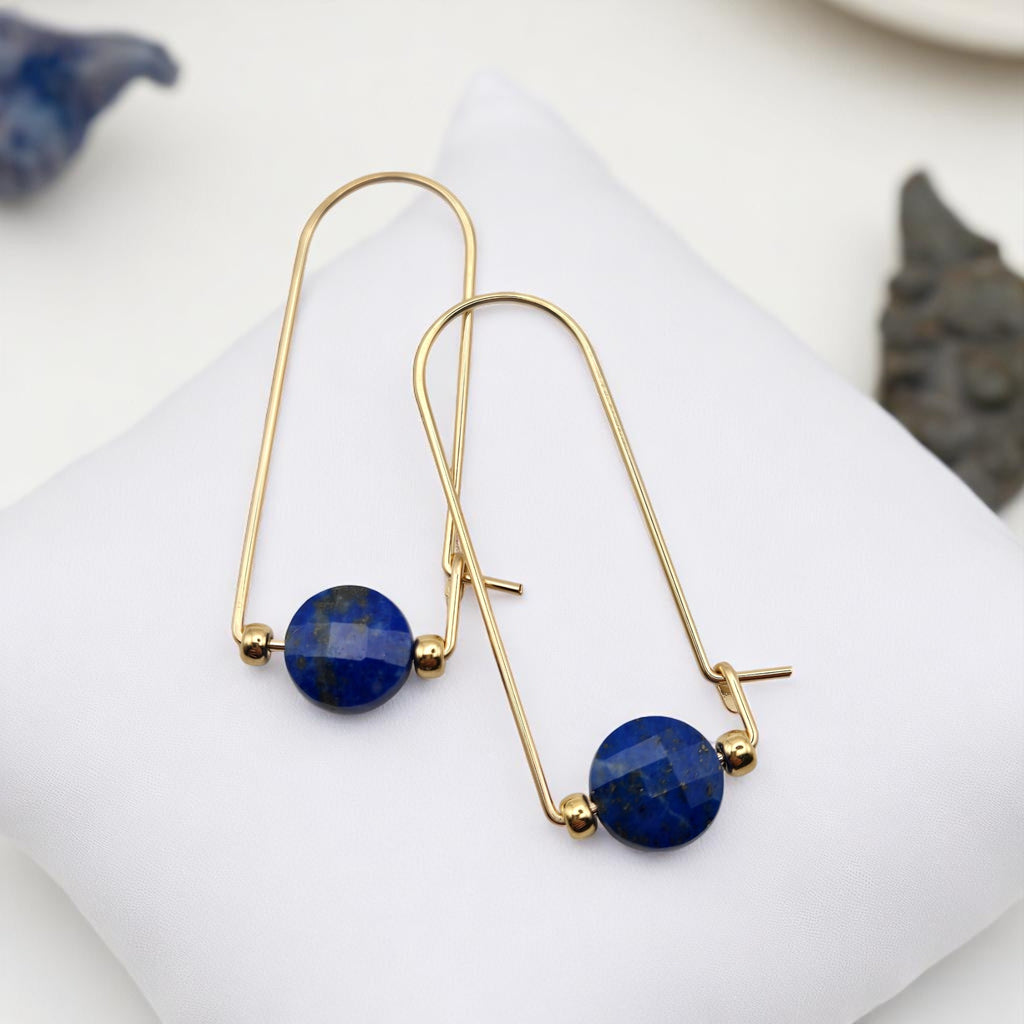 Coin - Gold & Lapis Lazuli Arc Earrings Earrings Bijou by SAM