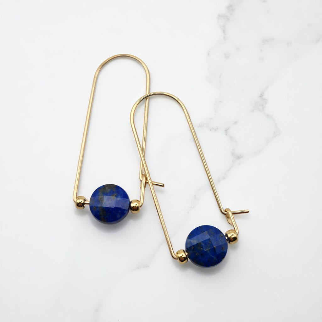 Coin - Gold & Lapis Lazuli Arc Earrings Earrings Bijou by SAM