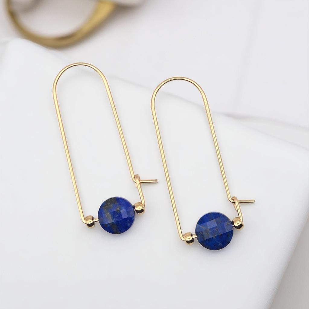Coin - Gold & Lapis Lazuli Arc Earrings Earrings Bijou by SAM
