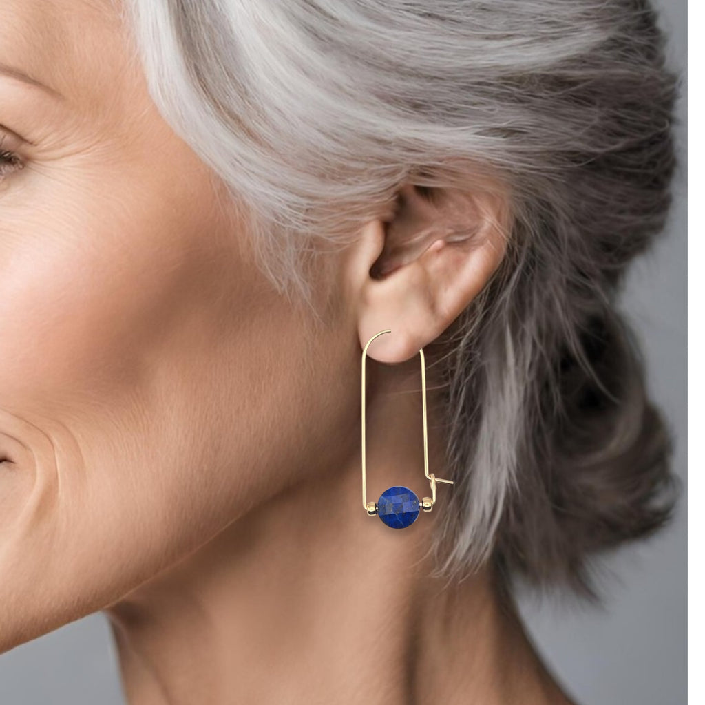 Coin - Gold & Lapis Lazuli Arc Earrings Earrings Bijou by SAM