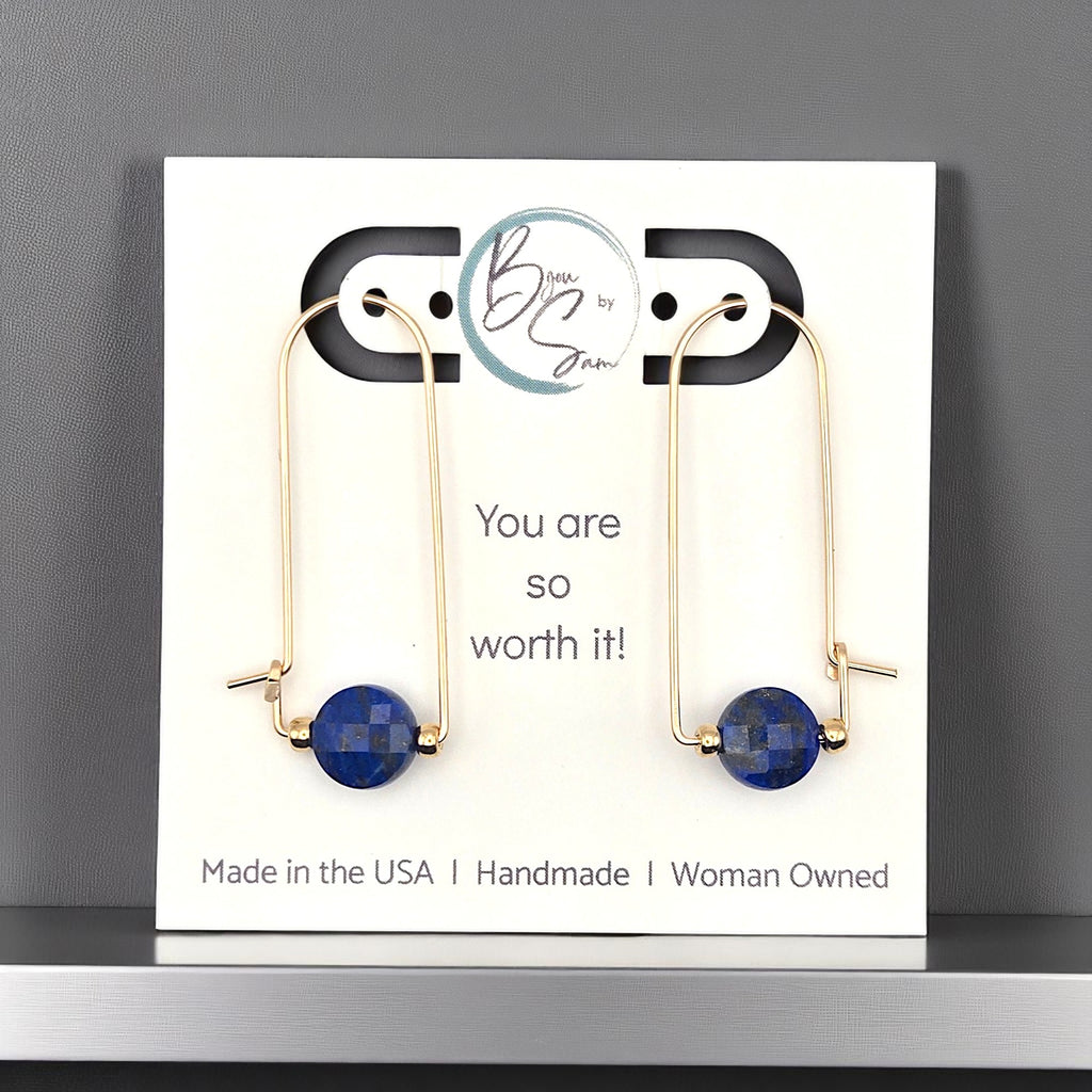 Coin - Gold & Lapis Lazuli Arc Earrings Earrings Bijou by SAM