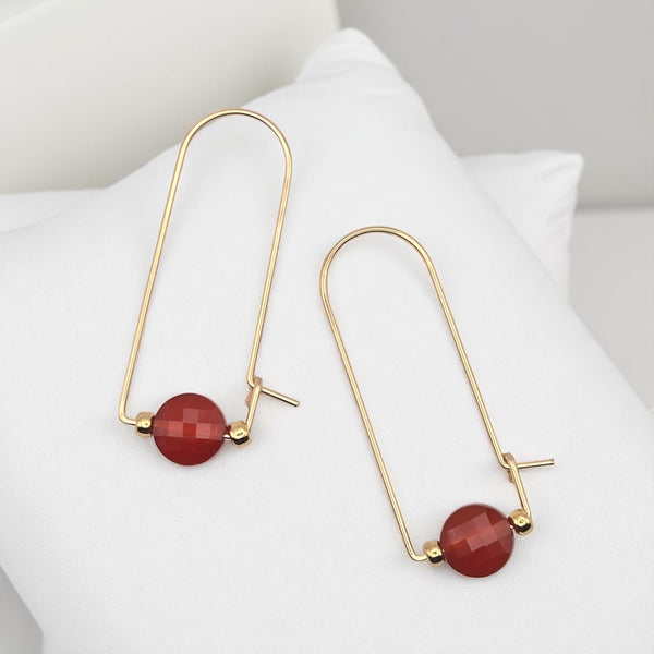 Coin - Gold & Red Carnelian Arc Earrings Earrings Bijou by SAM