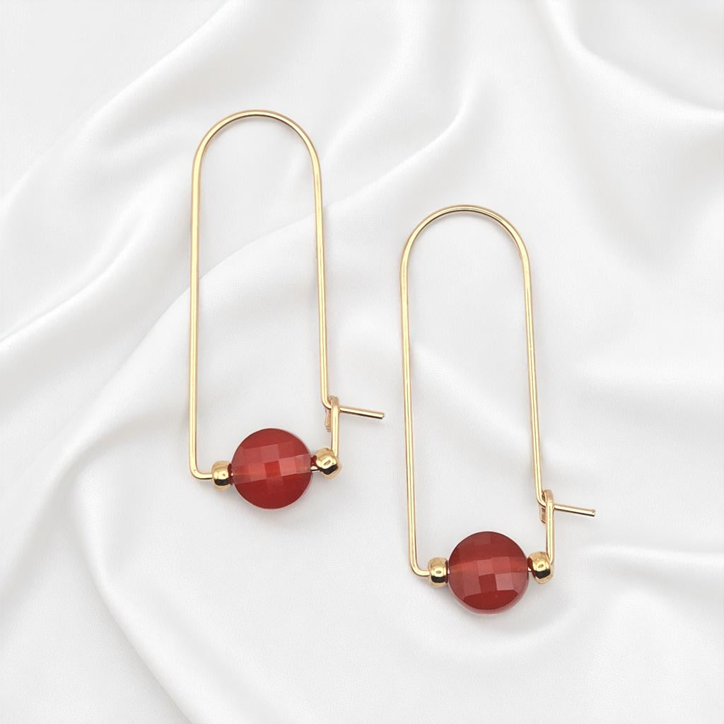 Coin - Gold & Red Carnelian Arc Earrings Earrings Bijou by SAM