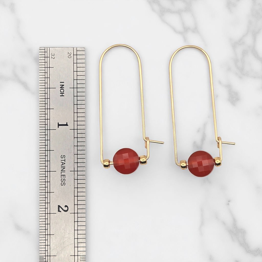 Coin - Gold & Red Carnelian Arc Earrings Earrings Bijou by SAM