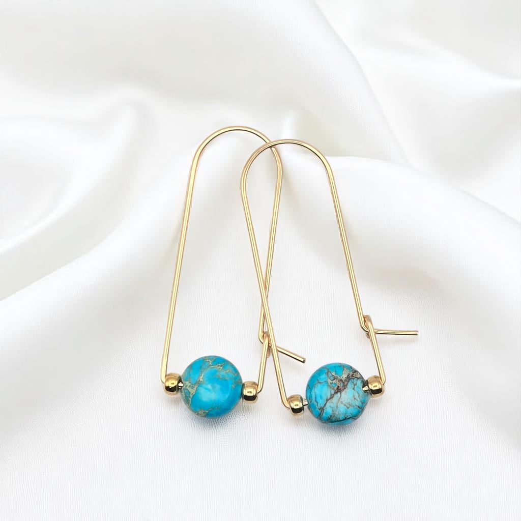 Coin - Gold & Turquoise Arc Earrings Earrings Bijou by SAM