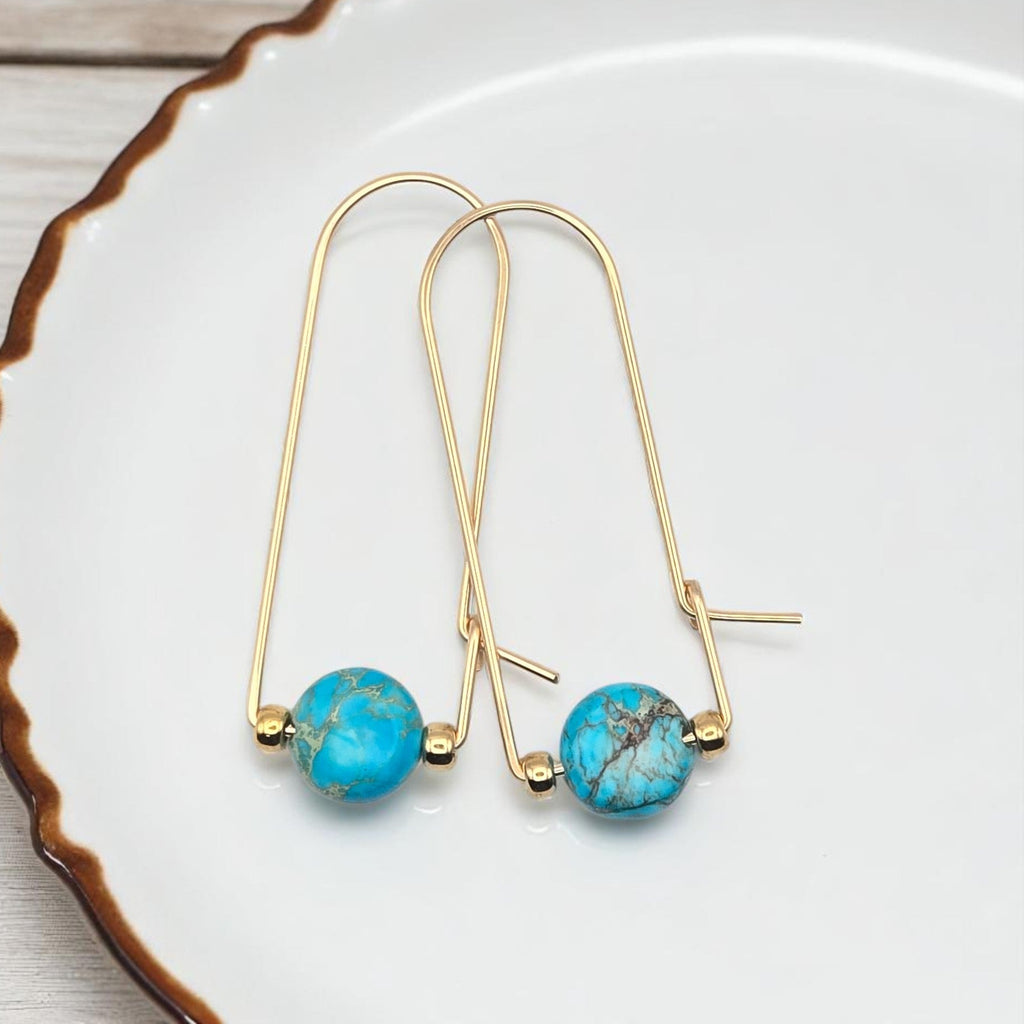 Coin - Gold & Turquoise Arc Earrings Earrings Bijou by SAM