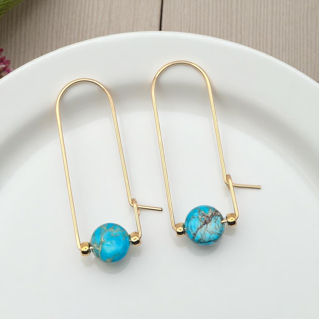 Coin - Gold & Turquoise Arc Earrings Earrings Bijou by SAM