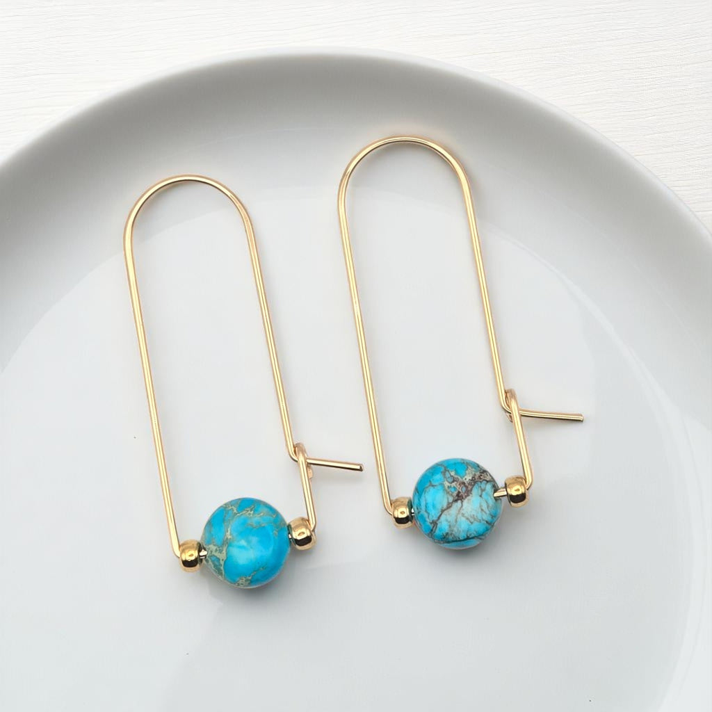 Coin - Gold & Turquoise Arc Earrings Earrings Bijou by SAM