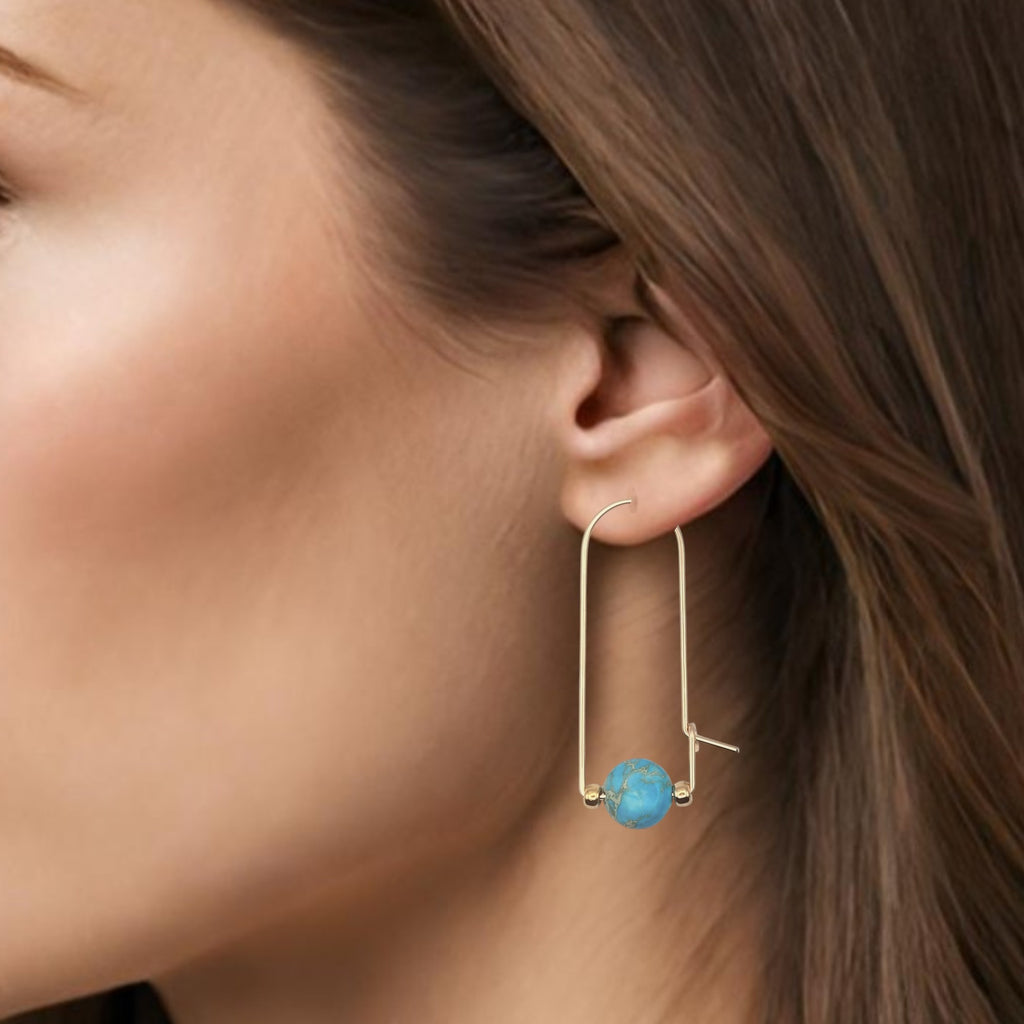 Coin - Gold & Turquoise Arc Earrings Earrings Bijou by SAM