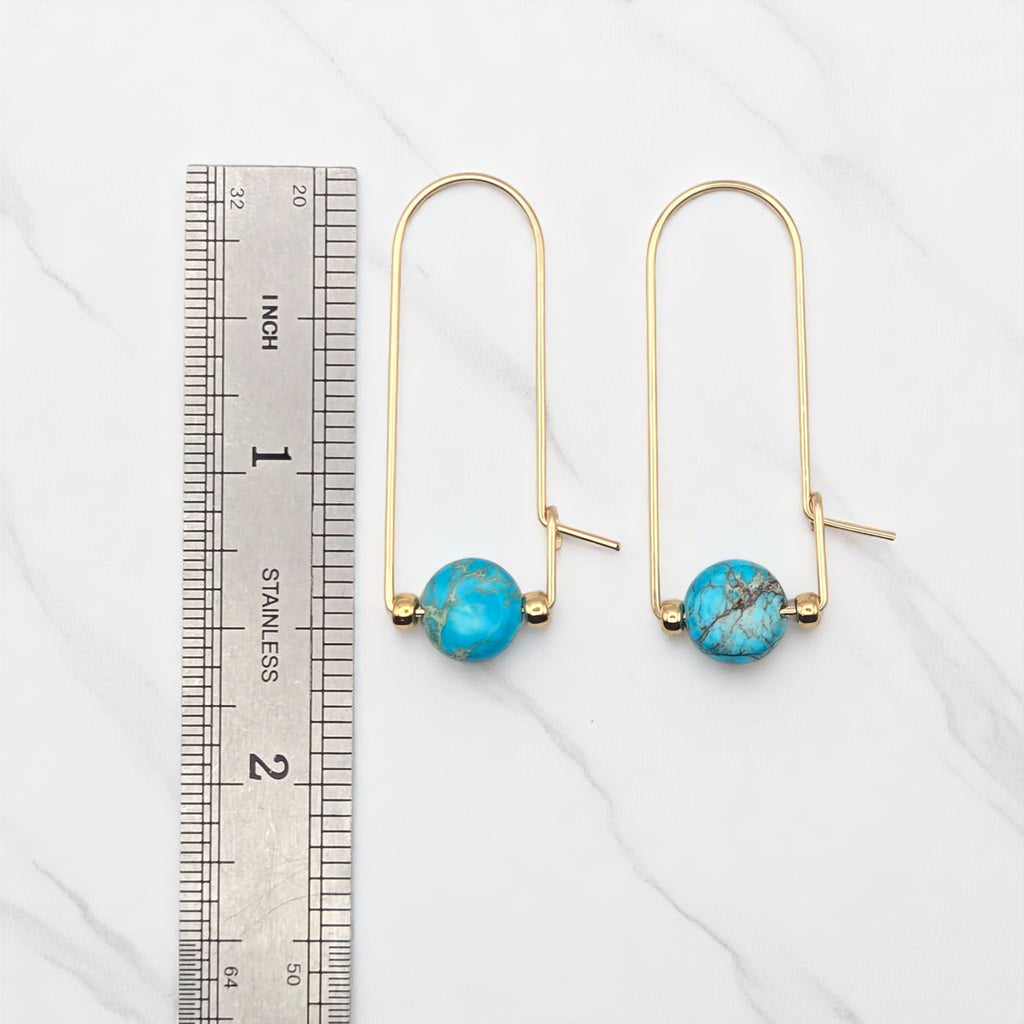 Coin - Gold & Turquoise Arc Earrings Earrings Bijou by SAM
