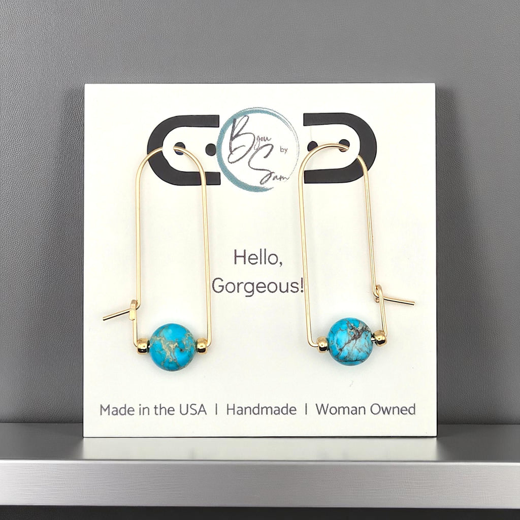 Coin - Gold & Turquoise Arc Earrings Earrings Bijou by SAM