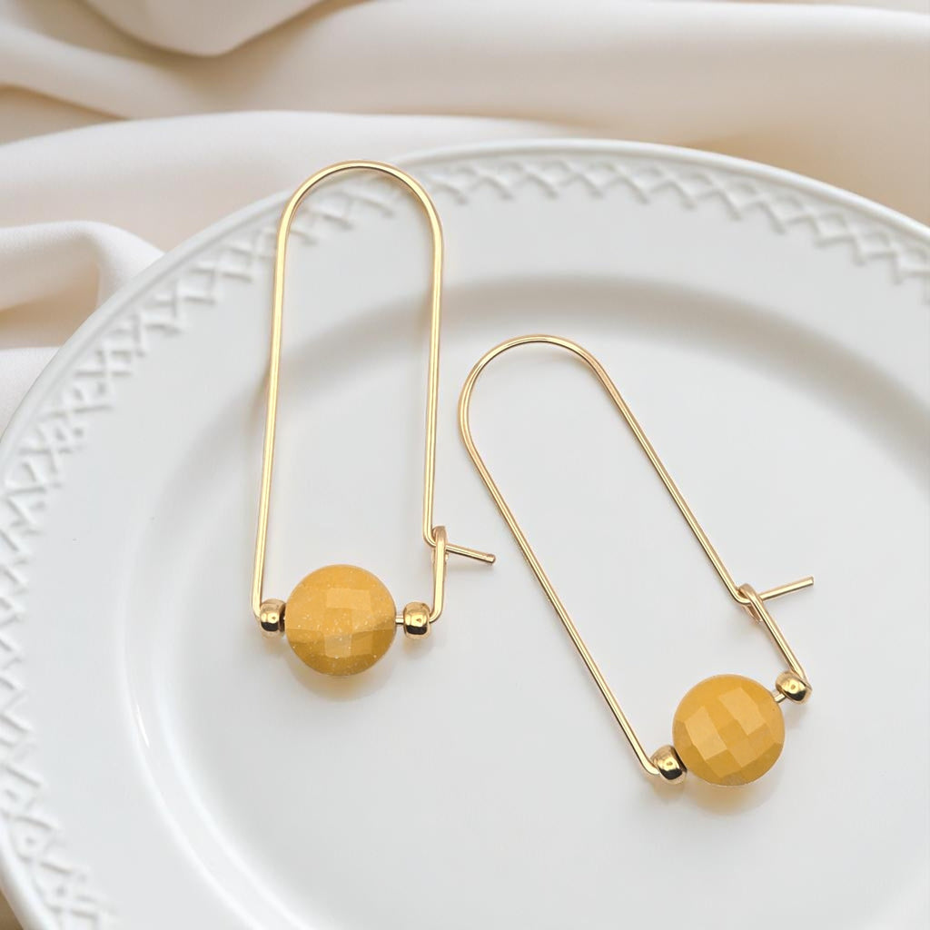 Coin - Gold & Yellow Mookaite Arc Earrings Earrings Bijou by SAM