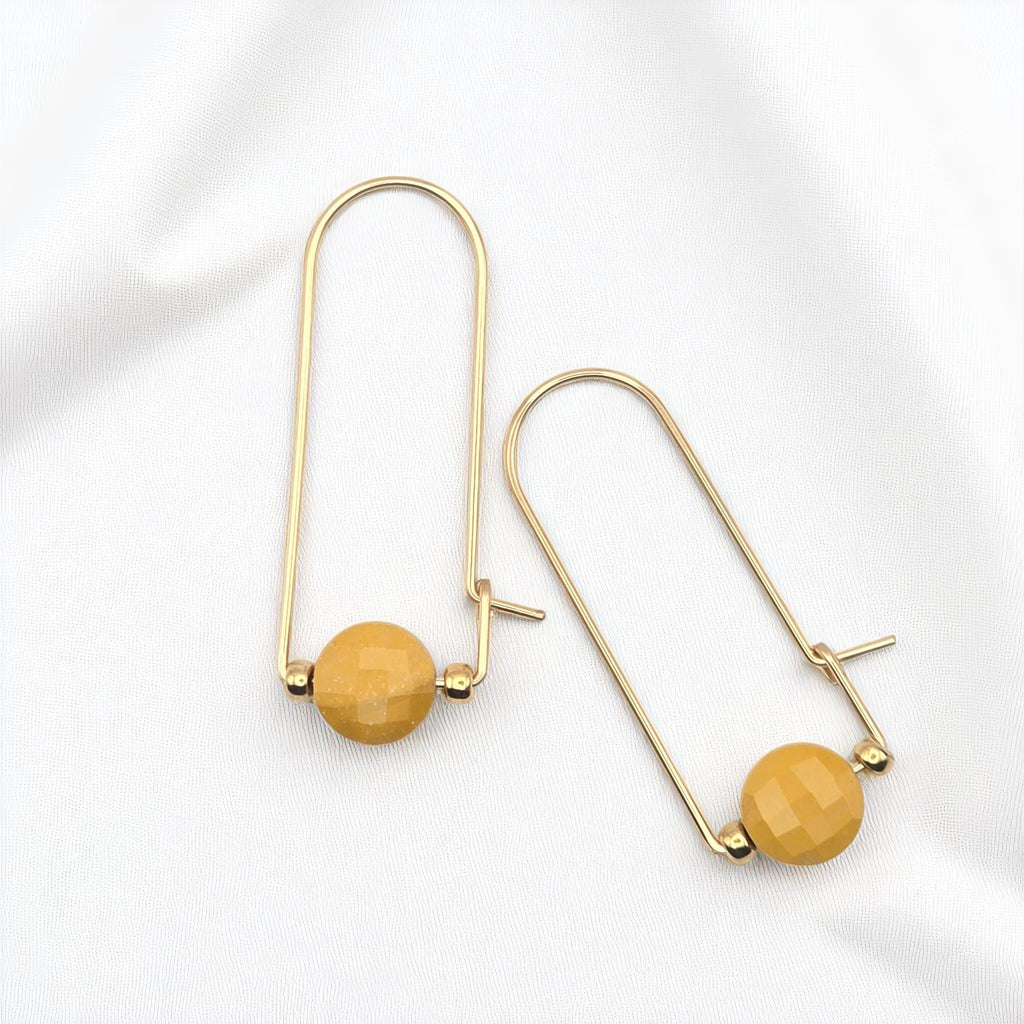Coin - Gold & Yellow Mookaite Arc Earrings Earrings Bijou by SAM