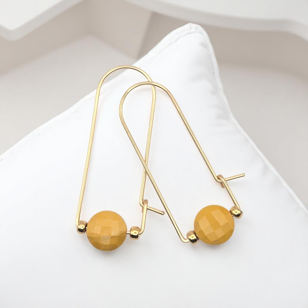 Coin - Gold & Yellow Mookaite Arc Earrings Earrings Bijou by SAM