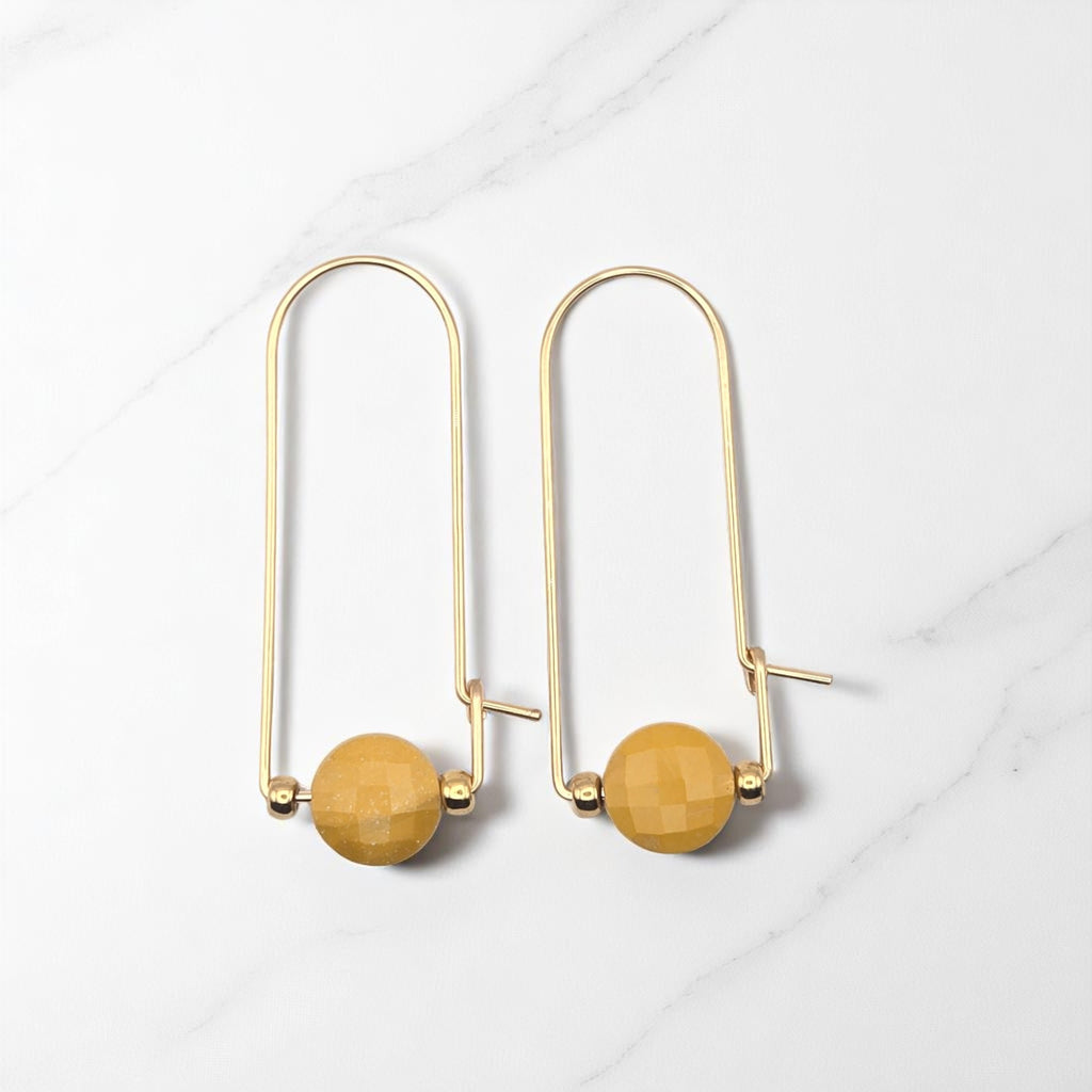 Coin - Gold & Yellow Mookaite Arc Earrings Earrings Bijou by SAM