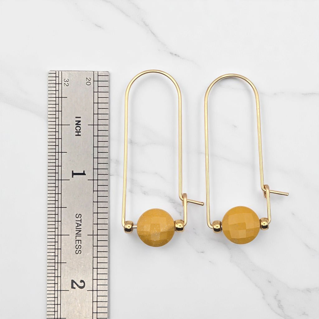 Coin - Gold & Yellow Mookaite Arc Earrings Earrings Bijou by SAM