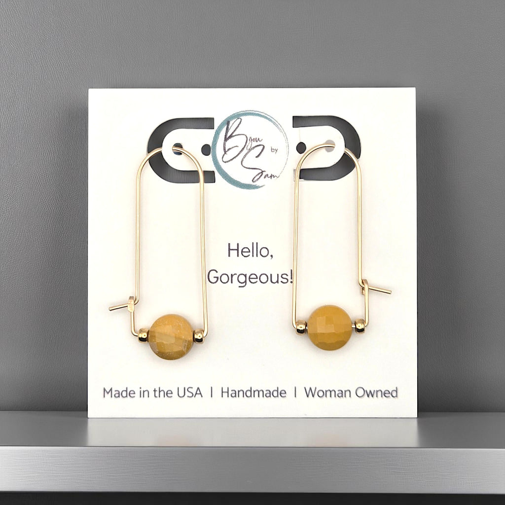 Coin - Gold & Yellow Mookaite Arc Earrings Earrings Bijou by SAM