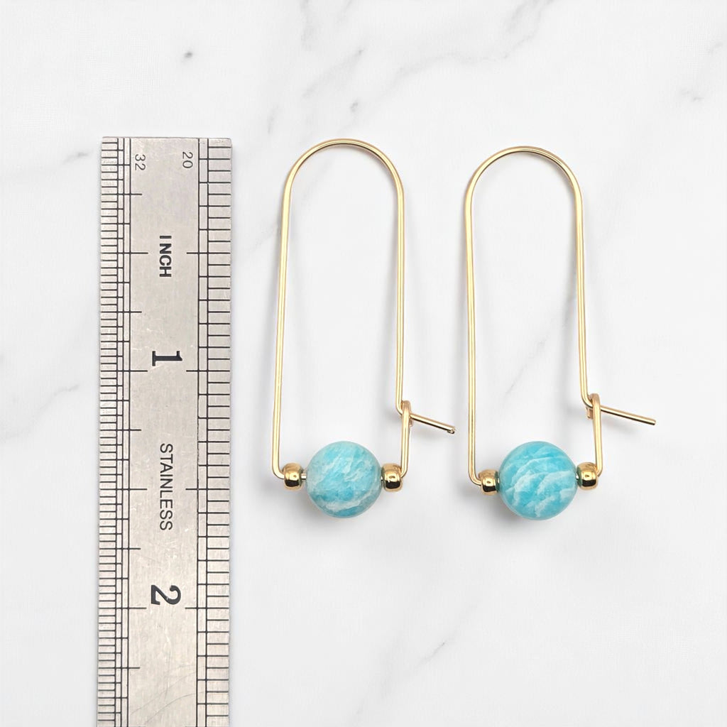Coin - Gold & Amazonite Arc Earrings Earrings Bijou by SAM