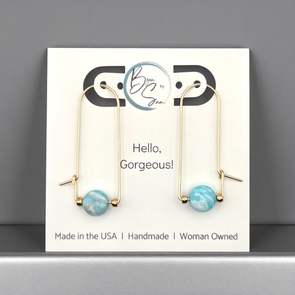 Coin - Gold & Amazonite Arc Earrings Earrings Bijou by SAM