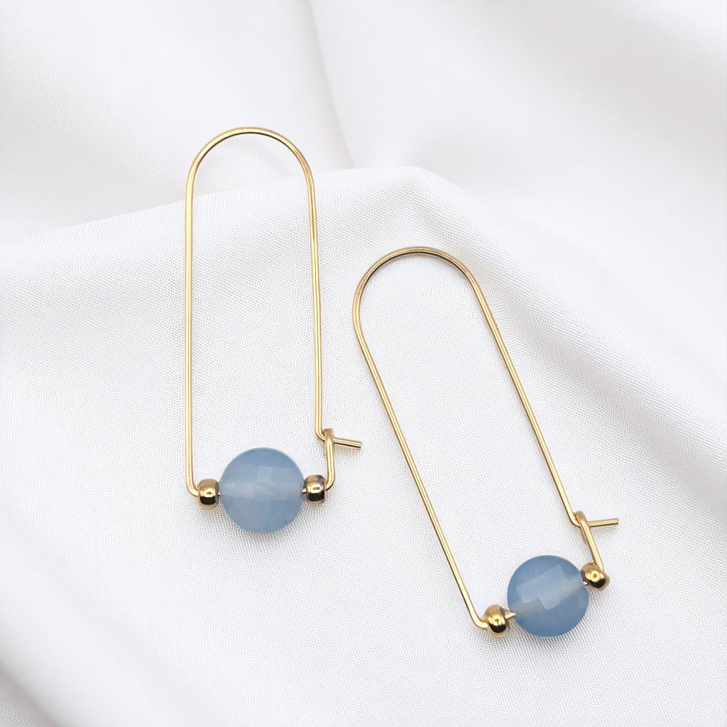 Coin - Gold & Aquamarine Arc Earrings Earrings Bijou by SAM