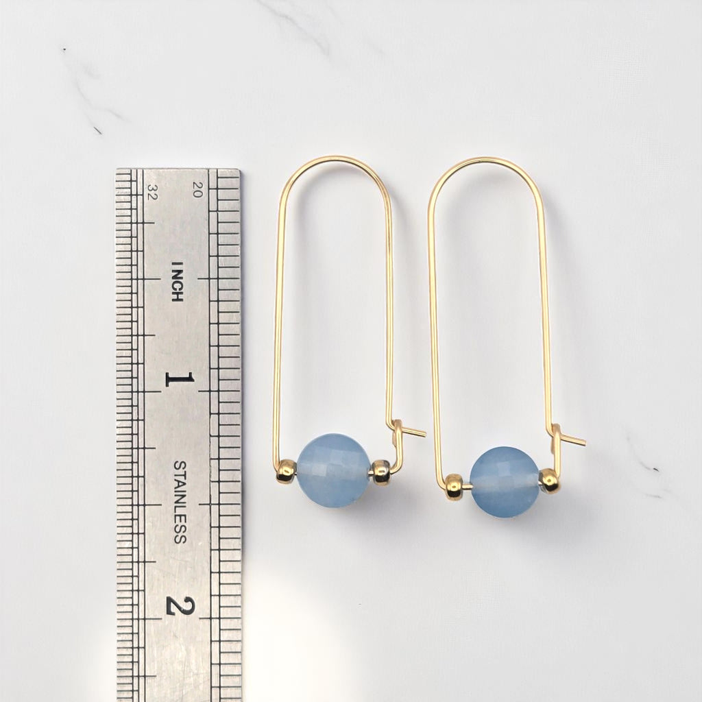 Coin - Gold & Aquamarine Arc Earrings Earrings Bijou by SAM