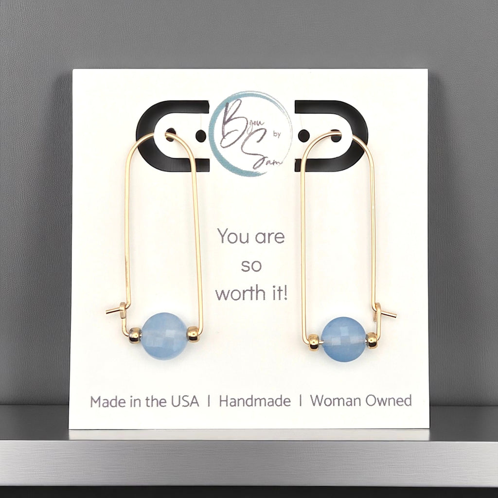 Coin - Gold & Aquamarine Arc Earrings Earrings Bijou by SAM