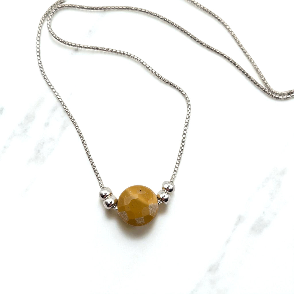 Coin - Silver and Yellow Mookaite Necklace Necklace Bijou by SAM