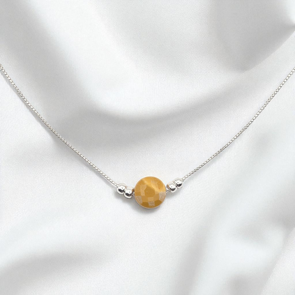 Coin - Silver and Yellow Mookaite Necklace Necklace Bijou by SAM